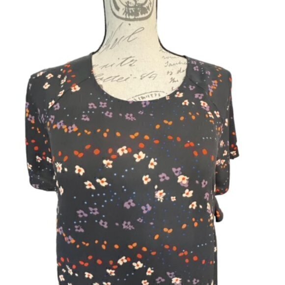 Cabi 3828 Muse Blue Floral Print Tunic Dress Women‎ Size XS Short Sleeve Boho - Picture 8 of 15